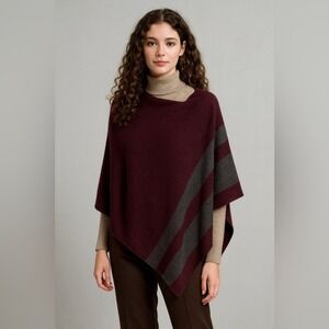 Celeste Cashmere Wool Wrap Poncho Shrug OS Quiet Luxury Preppy Holiday